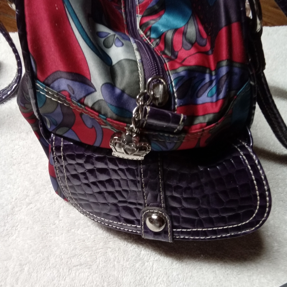 Purse KATHY VANZEELAND Purple Floral-Print Women’s Shoulder Bag - Picture 10 of 16
